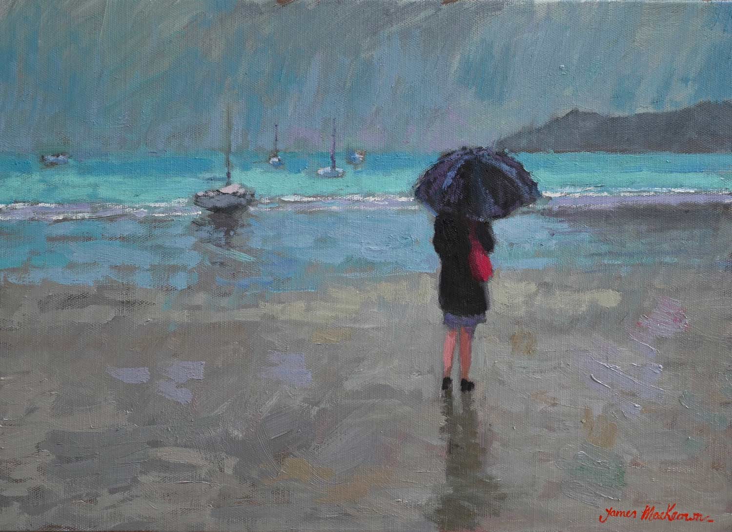 Le-parapluie-sur-la-plage---33x46-cm